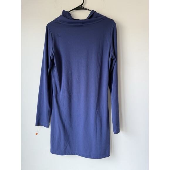 LOLE Womens Tunic Dress Calm stretch shawl collar V-neck fleece lined top L Navy - Picture 2 of 8